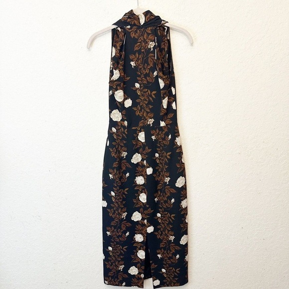 Emilia Wickstead Womens Midi Hailey Dress Cream Brown Floral Georgette Size 2 - Picture 5 of 10